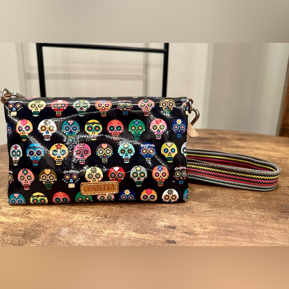 Consuela Crossbody Bag with Colorful Skull Design